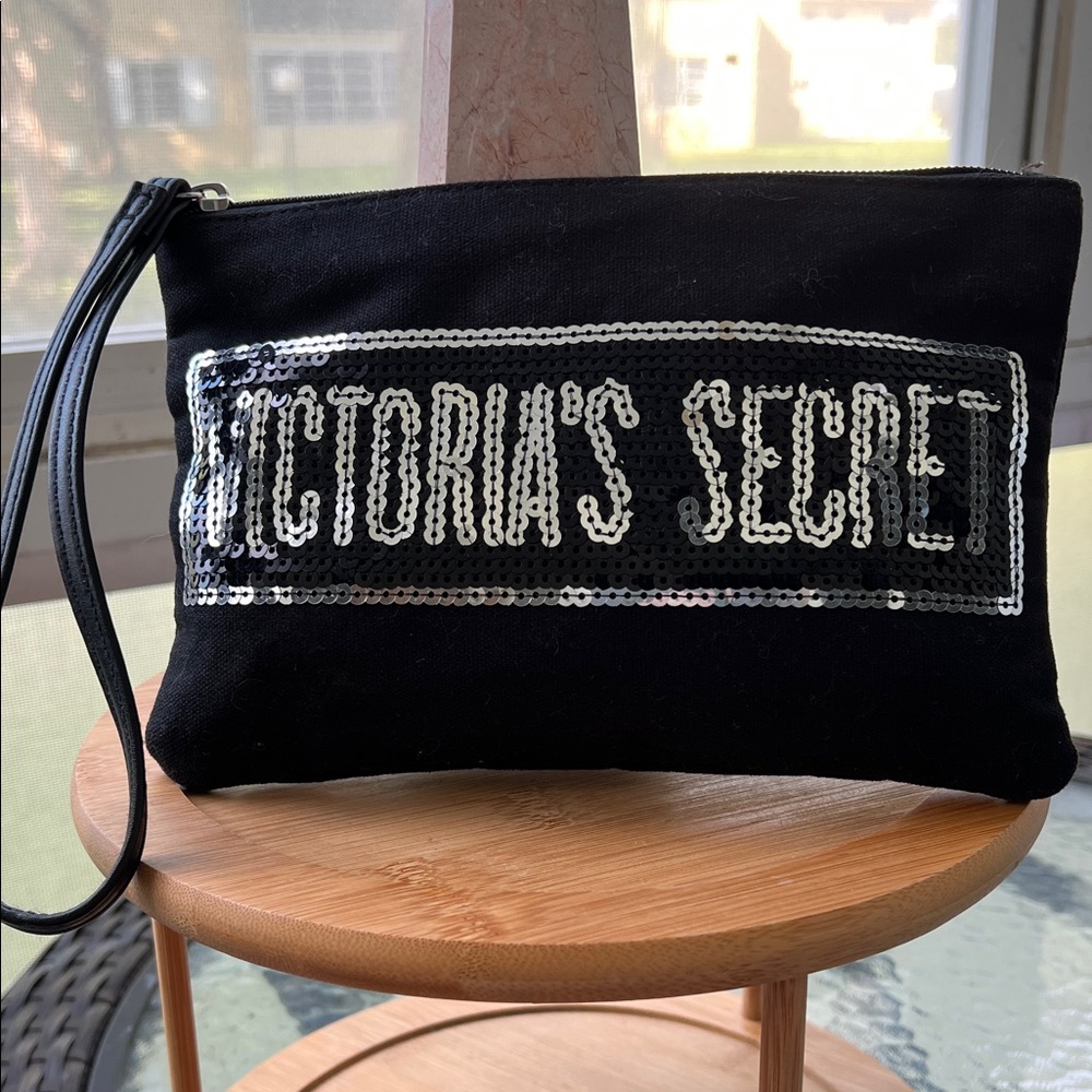 Victoria's Secret Black and Silver Sequin Wristlet